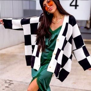 Dressed in LaLa oversized checkered cardigan